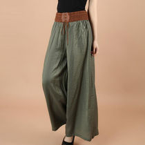 South Korea 2021 summer new wide-leg pants high-waisted casual pants loose thin large size thin nine-point pants culottes