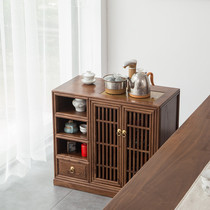 New Chinese tea cabinet solid wood simple living room tea table side cabinet old elm black walnut wood boiling water Cabinet Tea side cabinet