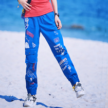 Beijing Forest outdoor summer and autumn new products bunched feet loose Tide brand original printing tooling quick-drying breathable trousers womens style