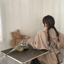 JC ancient shop American vintage coat womens 2021 Spring and Autumn New loose casual back printed short jacket