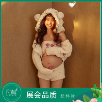 1067 Huamu photo studio pregnant woman photo clothing cute home knitted set hipster big belly photo clothes