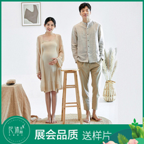 292 New pregnant women Photo clothing simple slim studio pregnancy husband and wife photo art big belly photo clothes