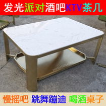 Bar Ktv Bag Compartment Entertainment Clubhouse Music Slow bar Yellow Titanium Light Lavish Stainless Steel Marble Song Dance Hall Tea Table