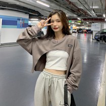 Jazz dance practice suit 2020 autumn and winter new irregular long-sleeved sweater women loose short blouse blouse tide