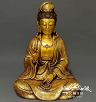 Boutique antique bronze home living room entrance Buddha Hall ornaments antique gilt red copper Guanyin Bodhisattva bronze statue