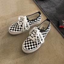 Lin Xanxan classic check canvas shoes female ulzzang Joker students Korean black and white checkerboard shoes tide