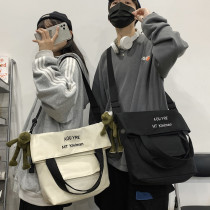 Large Capacity Canvas Slanted Satchel For Men And Women 100 Hitch Multifunction Casual Korean Version Street Trend Day Students Single Shoulder Bag