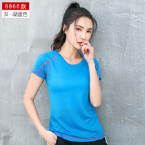 Marathon speed drying T-shirt mens and womens breathable running sports short-sleeved rose red square dance uniform custom logo