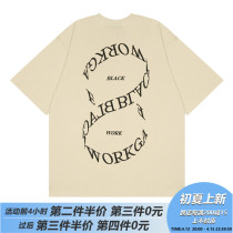 AWE GOD American retro letter embroidery short sleeve T-shirt male and female summer loose casual couple blouses