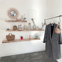 Solid Wood one-character partition wall with bags on the shelf clothing store kitchen wall original display natural home customization