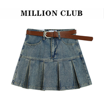 The new American retro - spicy girl in spring and summer 2023 - style skirt A - letter skirt belt