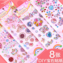 Childrens makeup stage performance Handmade Stickers Cartoon Gem Small paste Crystal Acrylic Reward Diamond Stickers Gem Stickers Decorative Stickers Princess Girl 3D Stereo Stickers