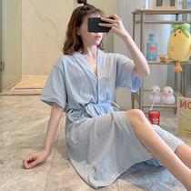 Kimono Sleepwear Womens Summer Pyjamas Sleeping Skirts 2022 New Short Sleeves Pure Cotton Spring Bathrobe Big Code Spring Autumn Home Clothes