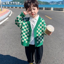 Childrens knit cardiovert spring and autumn children 2022 new boy sweater foreign air male BMW A jacket headblouse