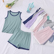 Childrens pajamas Summer thin Modell boy home clothes Baby ice silk big boy vest shorts set