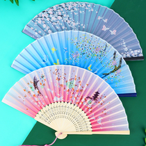 Fan Folding Fan Dance Children Students Summer Folding Small Fan Ancient Chinese Style Women Hanfu Cheongsam
