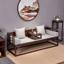 Luohan bed small apartment double new Chinese Wood collapse bed ash wood sofa solid wood Zen walnut color push-pull bed