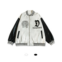 Mankun 8883 American Street Loose Baseball Clothing Mens Dark Theme Letter Leather Sleeve Flying Jacket Jacket