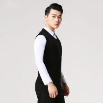 Dan Bo Luo modern dance vest male adult wool vest V collar slim horse clip waltz performance suit