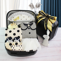 Newborn baby clothes gift box foreign-style small fragrant style princess skirt set 100-day dress cotton full moon baby gift