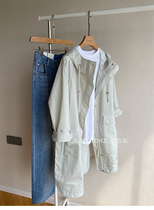 BC light luxury does not pick loose classic bead chain Tsunderes work in the long hooded trench coat blouse jacket women spring 1213