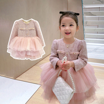 Girl Cake Dress Spring Autumn Dress New Children Foreign Air Small Fragrant Wind Gown Dress With Dress Spring Baby Princess Dress