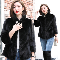 Imported mink coat womens whole mink mink fur stand-up collar short Haining 2021 winter new fur coat