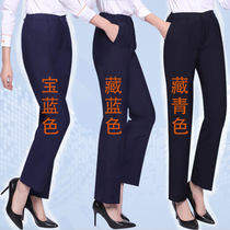 Work Clothes Pants Women Pro Straight Silo Western Dress Pants Spring Autumn Hidden Blue Bank Mobile Big Code Western Suit Positive Dress Pants