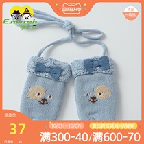 Immillan baby gloves autumn and winter cute cartoon boy gloves 0-6 years old baby warm gloves