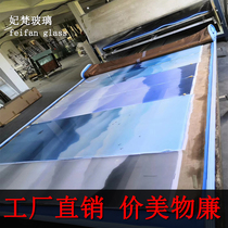 Landscape Painting Glass Nip Silk Glass Factory Direct Sales Sales Department Hotel Clubhouse Partition Screen Hot Bending Steel background