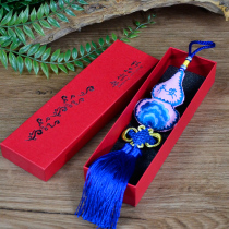 Folk Handicraft Embroidery Finished Products Small Hanging of Ping An Gourd Car Pendant China Wind Ornament Small Gift
