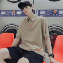 Senma short-sleeved polo shirt mens Japanese new summer lapel shirt casual loose large size solid color simple t-shirt