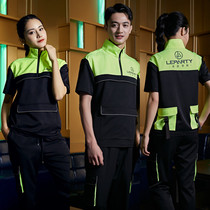2021 Bar waiter short-sleeved summer hotel nightclub KTV Master work clothes LOGO uniform Long Lier