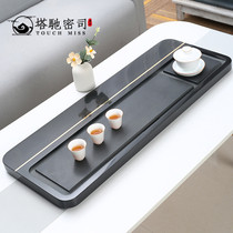 TOUCH MISS creative copper-inlaid natural black gold stone tea tray Household large drainage stone tea table tea set tea sea