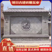 Antique brick carving Round blessing Ancient building brick carving relief Chinese courtyard blessing shadow wall Free design