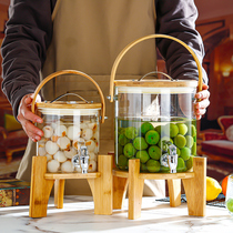 Cold Kettle With Tap Ice Water Cool Kettle Glass High Temperature Resistant Large Capacity Drink Barrel Lemon Water Container Coke Barrel