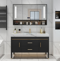 Light luxury bathroom cabinet combination modern simple floor-standing toilet wash Table Rock board one face wash basin Basin