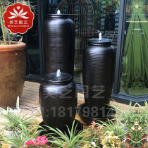 Pool fountain water pots water vase automatic cycle water bubbled ceramic cylinder humidifier Jar Ornaments