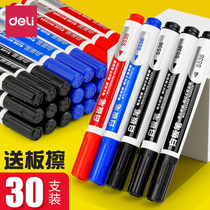 Del Whiteboard Pen Erasable Blackboard Pen 30 Water-based Childrens Non-toxic Large Capacity Drawing Pen Black Easy to Rub Large Red Blue Color Office Supplies Erasable Thin Head