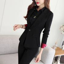 Suit suit womens autumn and winter new fashion ol temperament college student interview formal suit white-collar slim-fitting overalls