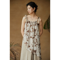 BLUEerror Towed Dress Appearance Art Dress Early Spring French Retro Art Oil Dress