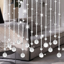 Door curtain crystal bead curtain home hanging curtain toilet living room bedroom aisle toilet block curtain free of punching