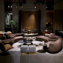Baxter piaf italy modern villa large apartment curved leather sofa combination shaped semicircle