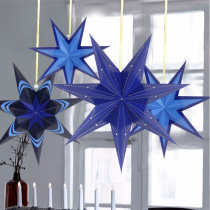 Seven-pointed star Blue star hanging decoration shopping mall window hanging decoration school kindergarten festival activities childrens room decoration