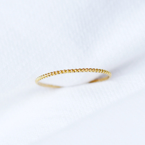 Exclusive custom 18K gold AU750 small Golden Bean golden beads very thin simple Joker ring stack wearing tail ring joint ring