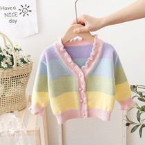 Girl autumn new sweater coat 2020 new childrens foreign style knitted cardigan baby wool coat tide