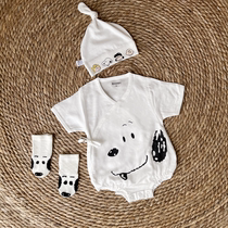 For many hamburger beginner baby Summer breathable gauze wrap fart short sleeves Triangle Kazakh clothing hat Sox suit