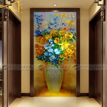 Fine art glass aisle porch background screen partition restaurant partition carving tempering technology flowers bloom