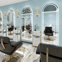 Jane Europe net red barbershop mirror Hair salon mirror with light Beauty salon mirror Single mirror LED hair salon special