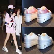  Tide brand inner height-increasing thick-soled platform shoes 2021 spring and autumn new womens shoes Korean version of all-match single shoes womens casual white shoes